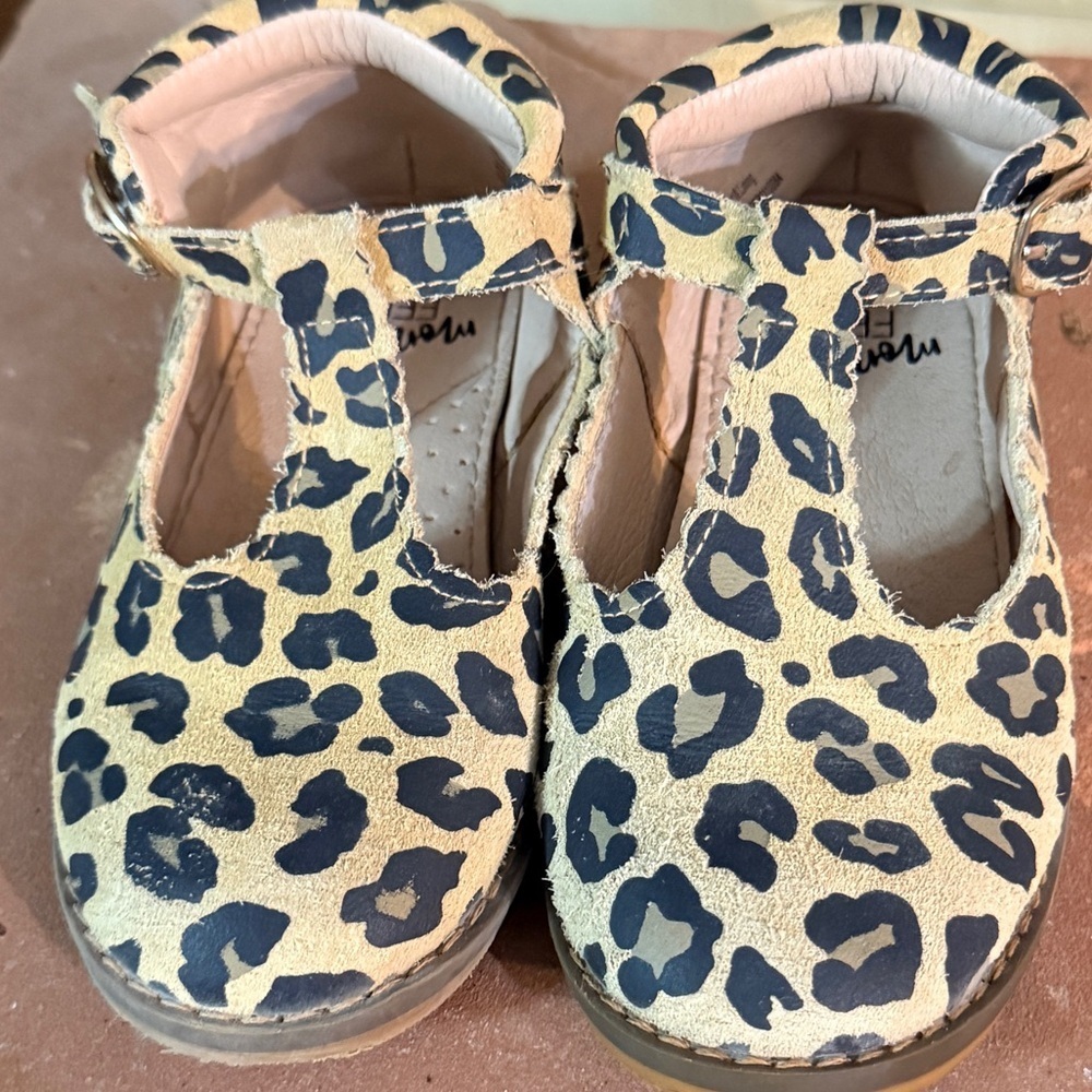 Monkey Feet Sueded Animal Print Mary Jane T-strap Shoes